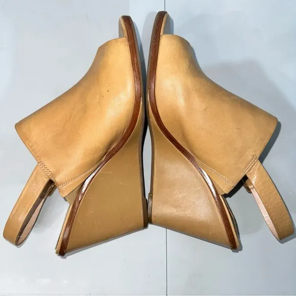 Kate Spade Nilena Slingback Wedges Tan Camel Leather Size 10 Women