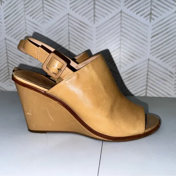 Kate Spade Nilena Slingback Wedges Tan Camel Leather Size 10 Women