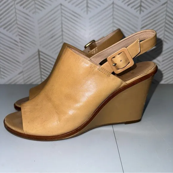 Kate Spade Nilena Slingback Wedges Tan Camel Leather Size 10 Women