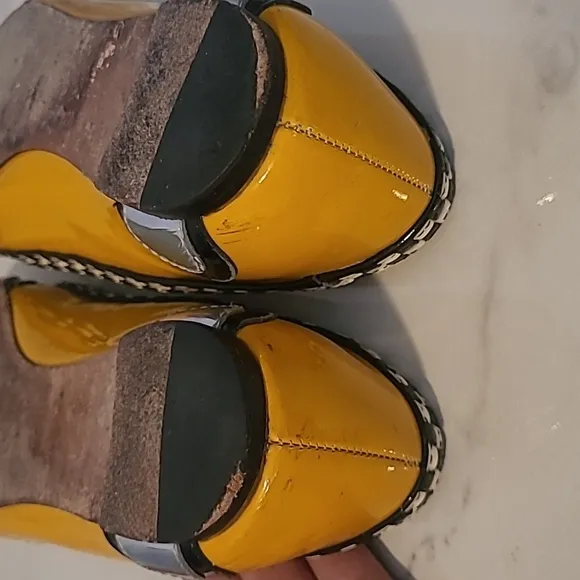 Kate Spade NY Taxi Flats Women's 6.5 Yellow Black White Checker Patent Leather