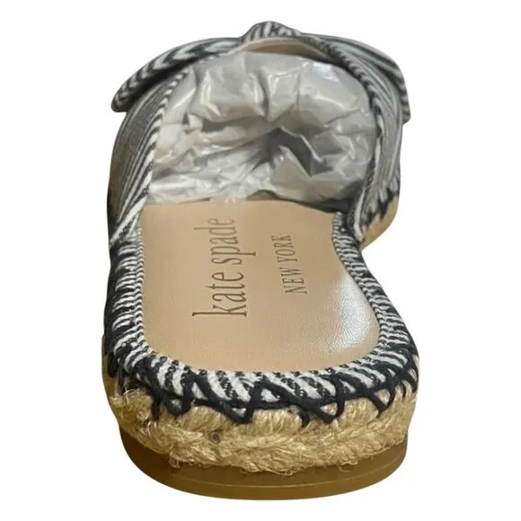 Kate Spade Saltie Shore Espadrille Blue/White Slip On Slide Sandal Sz 7B