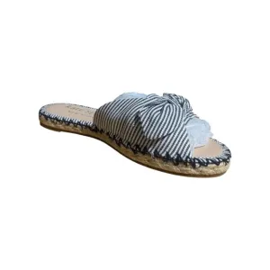 Kate Spade Saltie Shore Espadrille Blue/White Slip On Slide Sandal Sz 7B