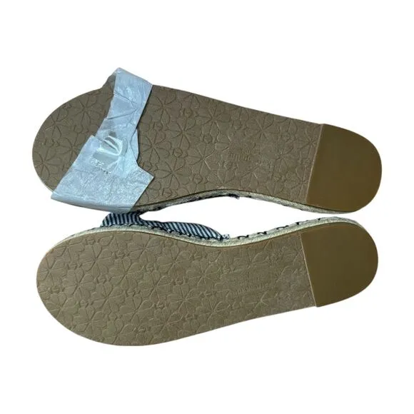 Kate Spade Saltie Shore Espadrille Blue/White Slip On Slide Sandal Sz 7B