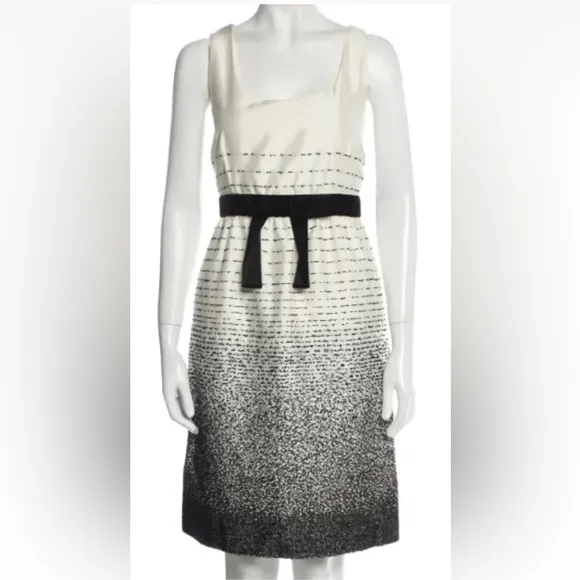 Kate Spade Wool Blend Embroidered Ombre w/Velvet Waist Bow Satin Sheath Dress