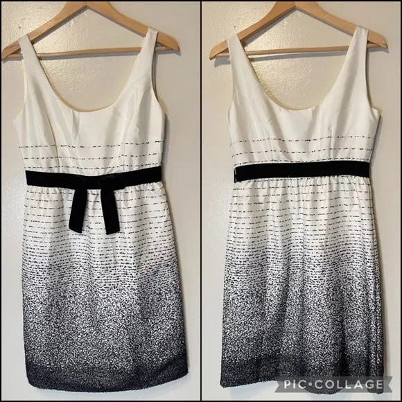 Kate Spade Wool Blend Embroidered Ombre w/Velvet Waist Bow Satin Sheath Dress