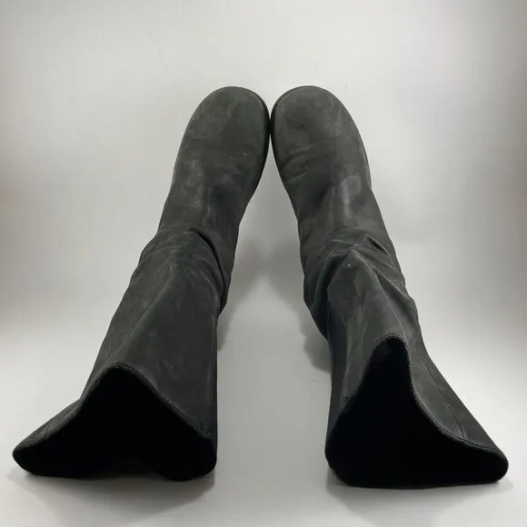 Keen Akita Tall Zip Wedge Womens Size 11 Black Leather Riding Boots Inner Zip