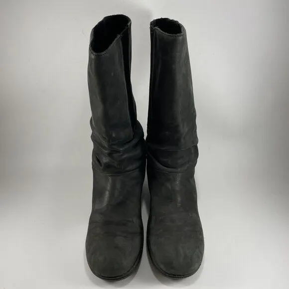 Keen Akita Tall Zip Wedge Womens Size 11 Black Leather Riding Boots Inner Zip