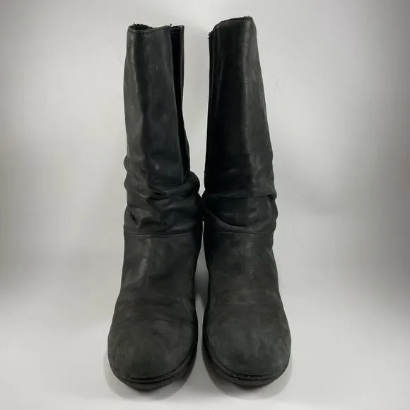 Keen Akita Tall Zip Wedge Womens Size 11 Black Leather Riding Boots Inner Zip