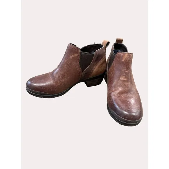 Keen women’s brown leather ankle boots shoes size 7 SKU 6174