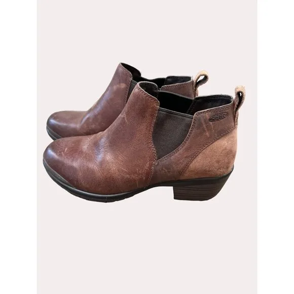 Keen women’s brown leather ankle boots shoes size 7 SKU 6174