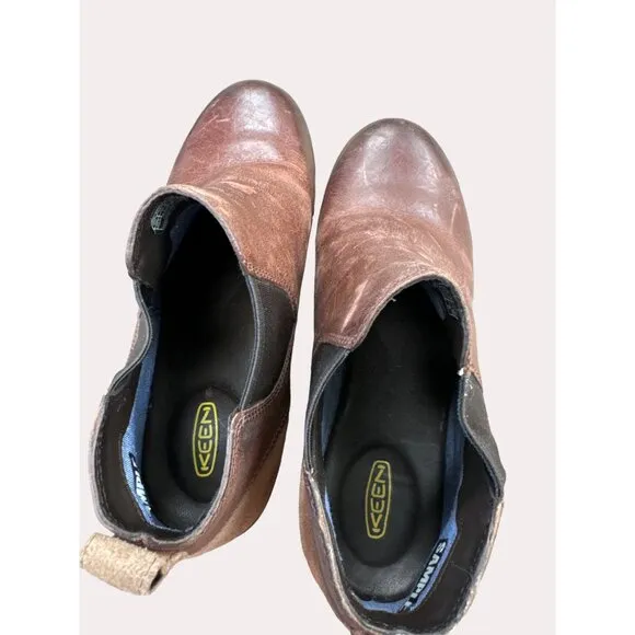Keen women’s brown leather ankle boots shoes size 7 SKU 6174