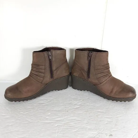 Keen Women's Zurich US 6 Brown Leather Side Zip Ankle Wedge Boots Booties