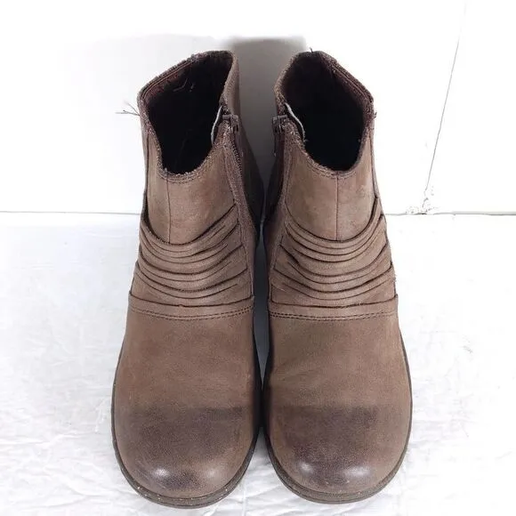 Keen Women's Zurich US 6 Brown Leather Side Zip Ankle Wedge Boots Booties