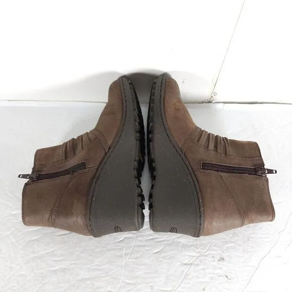 Keen Women's Zurich US 6 Brown Leather Side Zip Ankle Wedge Boots Booties