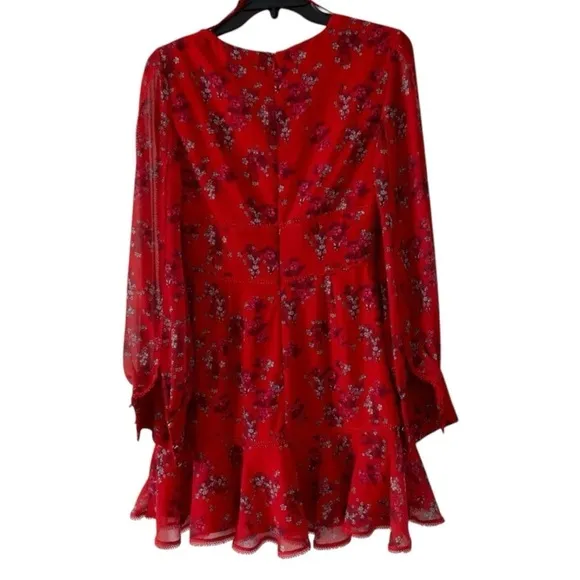KEEPSAKE THE LABEL HEART AND SOUL FLORAL RUFFLE LONG SLEEVE DRESS
