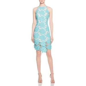 Keepsake True Love Lace Cocktail Dress Aqua Blue