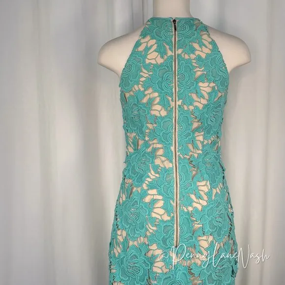 Keepsake True Love Lace Cocktail Dress Aqua Blue