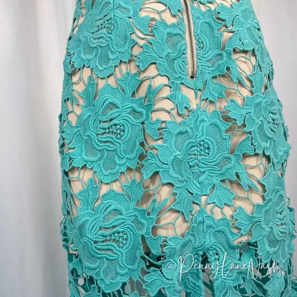 Keepsake True Love Lace Cocktail Dress Aqua Blue