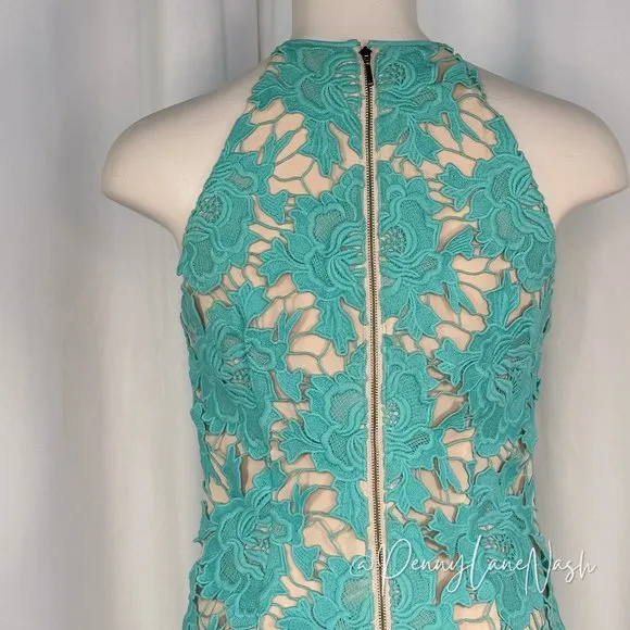 Keepsake True Love Lace Cocktail Dress Aqua Blue