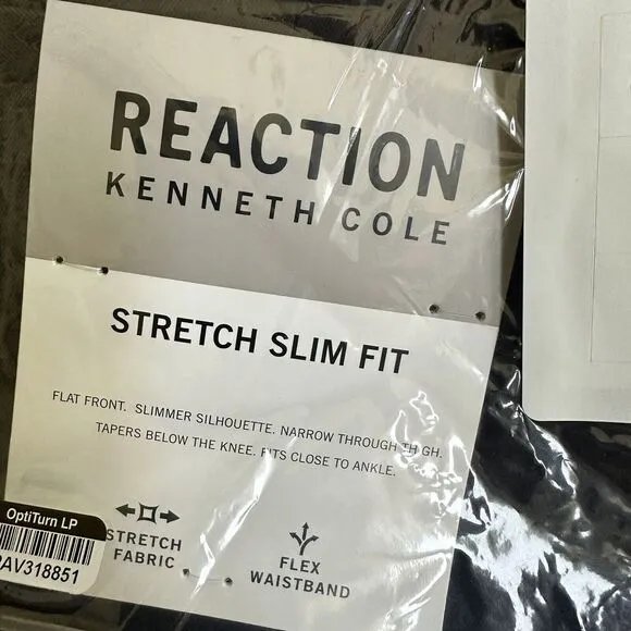 Kenneth Cole Reaction Mens Slim-Fit Stretch Dress Pants Black Size 33x30