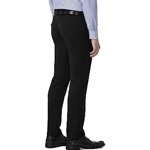Kenneth Cole Reaction Mens Slim-Fit Stretch Dress Pants Black Size 33x30