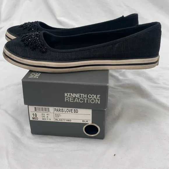 Kenneth Cole Reaction Women's Black Sparkle Slip-On Flats
