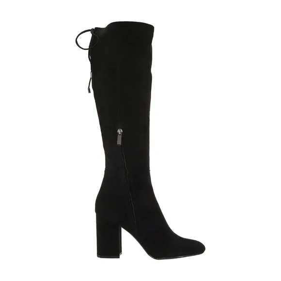 Kenneth Cole Women's Corie Lace-up Knee High Boot Block Heel Black Suede Boots 9