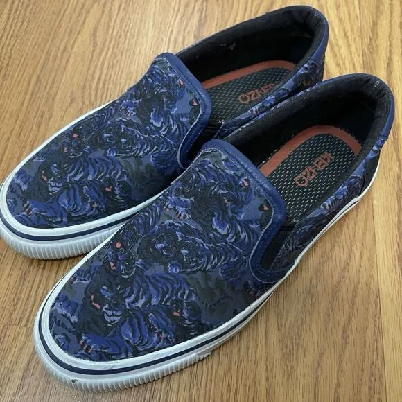 KENZO blue tiger canvas slip on sneaker shoes size 37