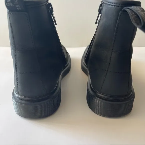 Kids Dr. Martens 1460 Black Junior Faux Fur lined side Zip Lace up Boots - 2