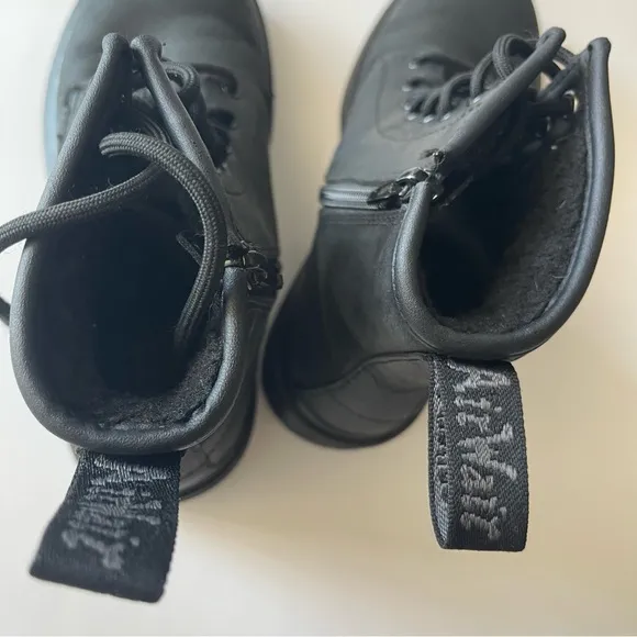 Kids Dr. Martens 1460 Black Junior Faux Fur lined side Zip Lace up Boots - 2