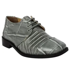 Kid's Gray Lace-Up Dress Shoes