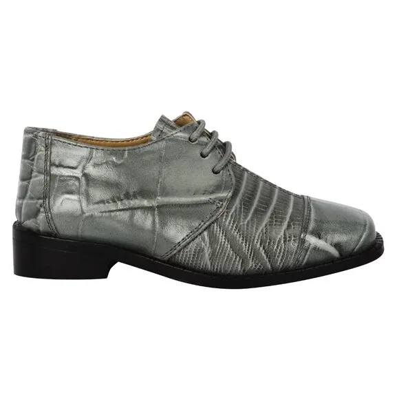 Kid's Gray Lace-Up Dress Shoes
