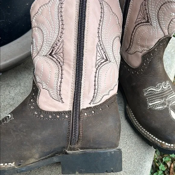 Kids Western Boots - Brown and Pink