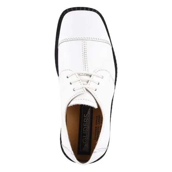 Kid's White Lace-Up Dress Shoes
