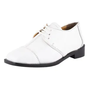 Kid's White Lace-Up Dress Shoes
