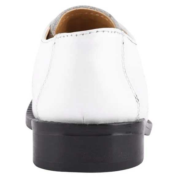 Kid's White Lace-Up Dress Shoes
