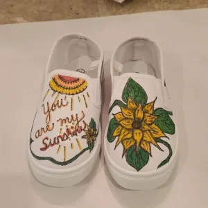 Kids Hand Painted Slip On Shoes 11/12
