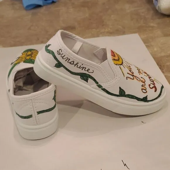 Kids Hand Painted Slip On Shoes 11/12