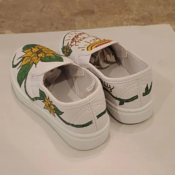 Kids Hand Painted Slip On Shoes 11/12