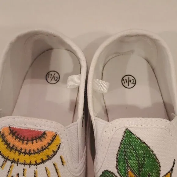 Kids Hand Painted Slip On Shoes 11/12