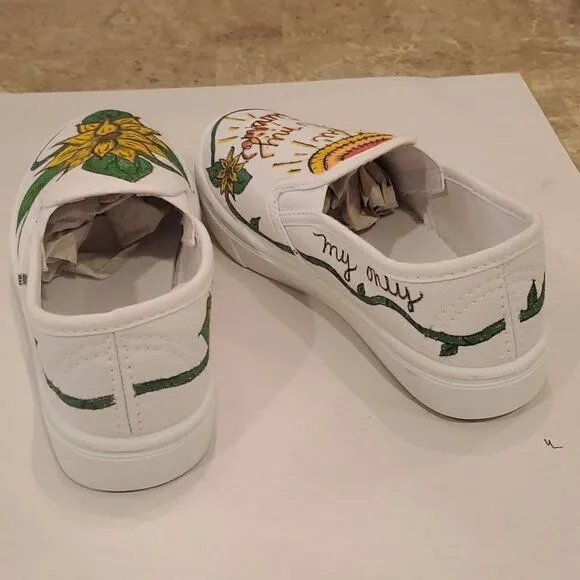Kids Hand Painted Slip On Shoes 11/12