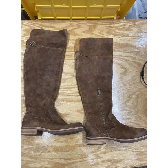 Kork Ease Addison Riding Boots Women's 7 M Brown Leather Side Zip Knee High S62