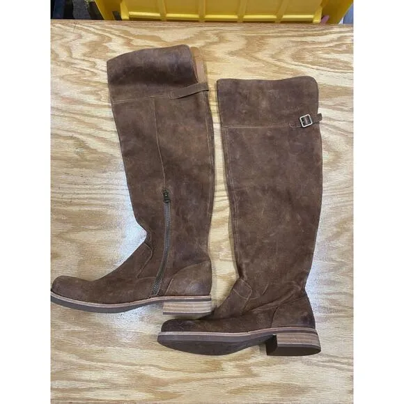 Kork Ease Addison Riding Boots Women's 7 M Brown Leather Side Zip Knee High S62