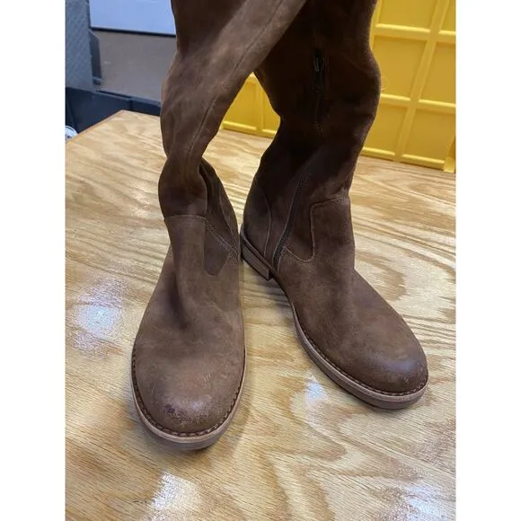 Kork Ease Addison Riding Boots Women's 7 M Brown Leather Side Zip Knee High S62