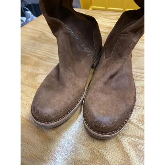 Kork Ease Addison Riding Boots Women's 7 M Brown Leather Side Zip Knee High S62