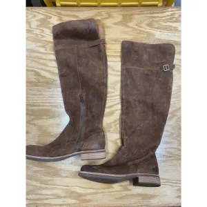 Kork Ease Addison Riding Boots Women's 7 M Brown Leather Side Zip Knee High S62