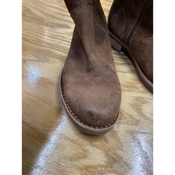 Kork Ease Addison Riding Boots Women's 7 M Brown Leather Side Zip Knee High S62