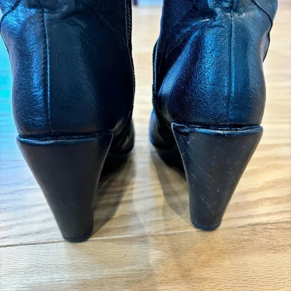 🍂Kork-Ease Adrianne black leather high knee fold over wedge boots - size 8/39​​