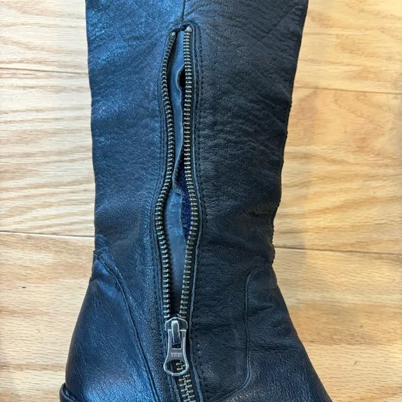 🍂Kork-Ease Adrianne black leather high knee fold over wedge boots - size 8/39​​