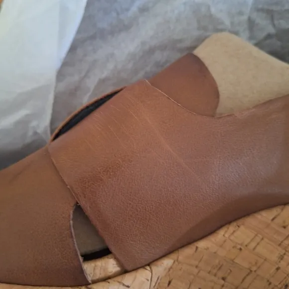 Kork-Ease Alex Boho Leather Wedge Platform Sandals Brown Comfort Slingback Sz 9